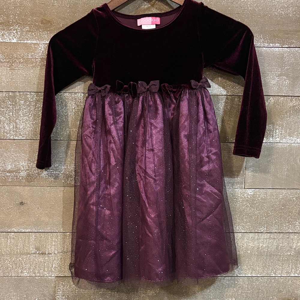 Good Lad Burgundy Velvet and Tulle Kids Formal Dress, Christmas Dress